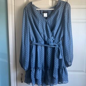 Blue Polka Dot Juniors Dress